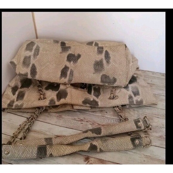 KENNETH COLE Shoulder Bag Handbag Snake Printed Fabric Large Purse Bag Tote - Picture 13 of 13
